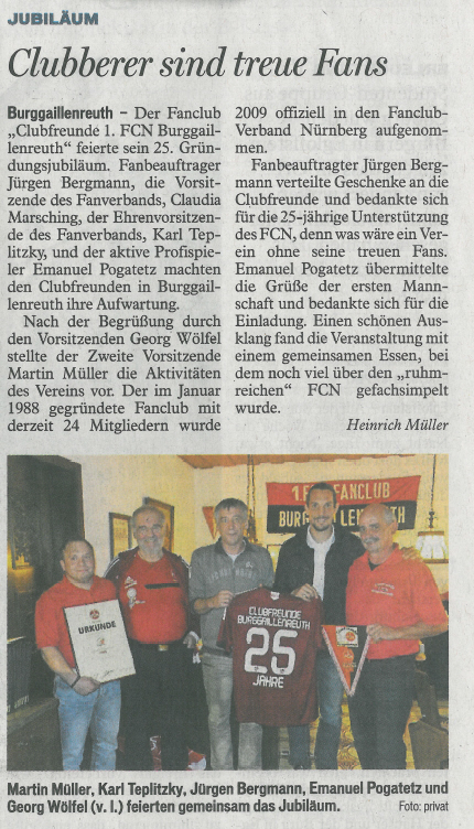 25 Jahre Fanclub Burggailenreuth - Clubberer sind treue Fans
